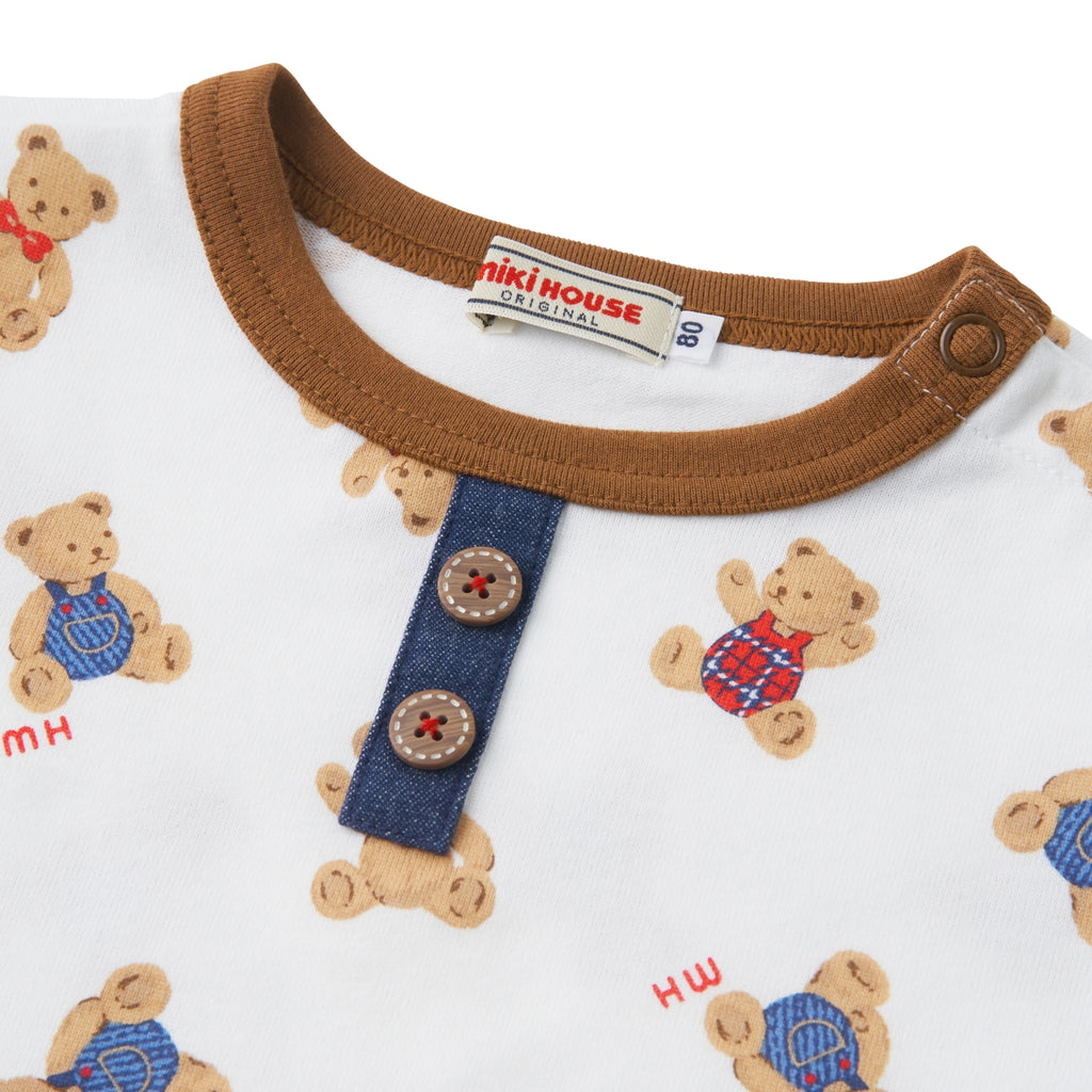WHITE LONG-SLEEVED T-SHIRT WITH TEDDY BEAR