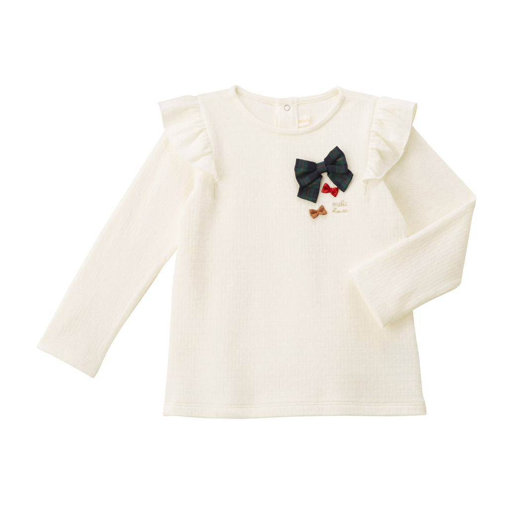 LONG SLEEVE T-SHIRT WITH BOWS & RUFFLES WHITE