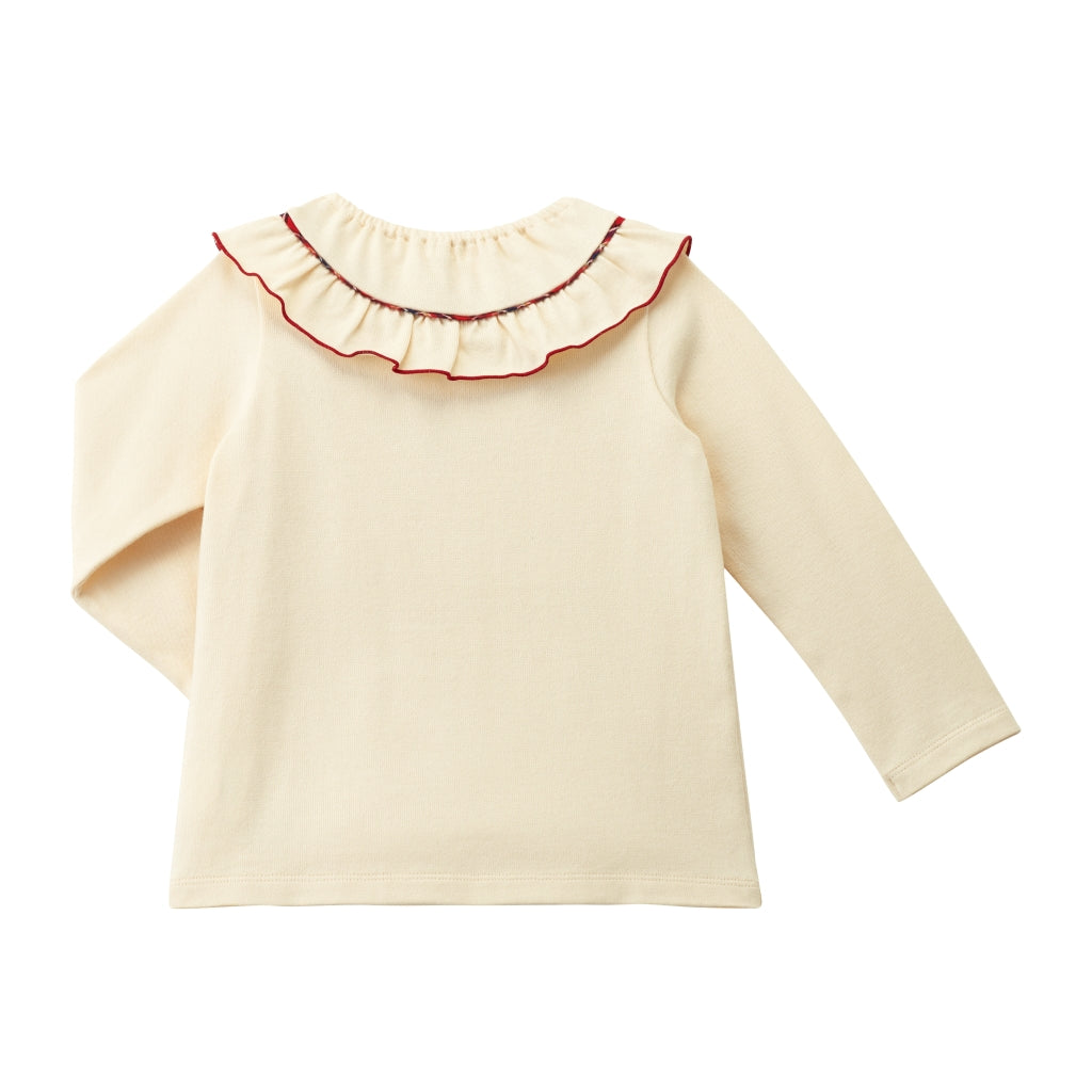 WHITE T-SHIRT WITH FRILLED COLLAR