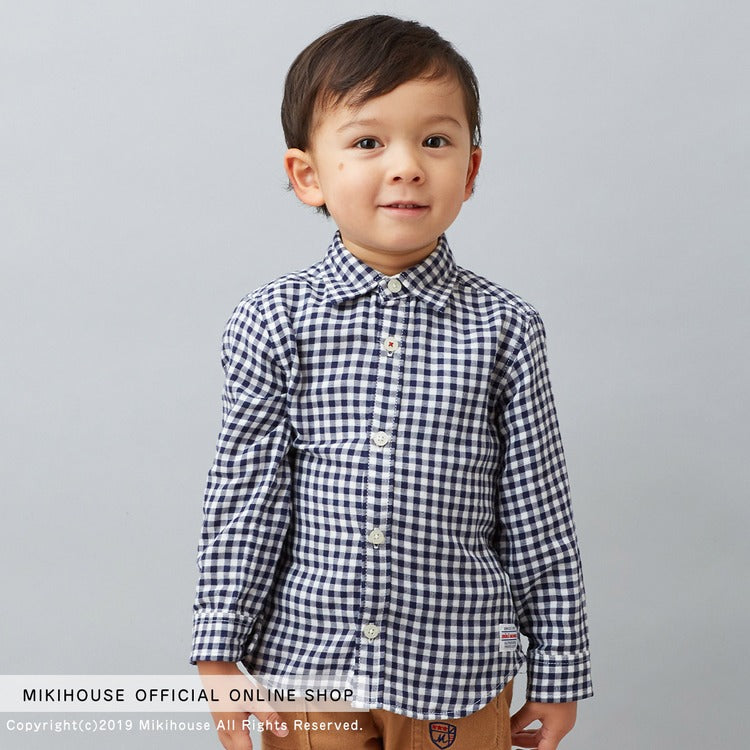 NAVY BLUE COTTON CHECK SHIRT