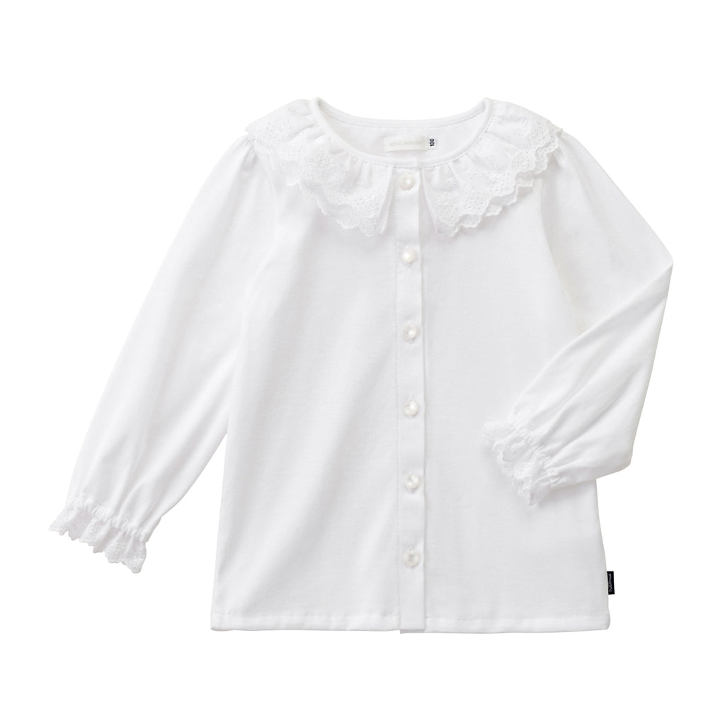 WHITE BLOUSE WITH A LACE CLAUDINE COLLAR