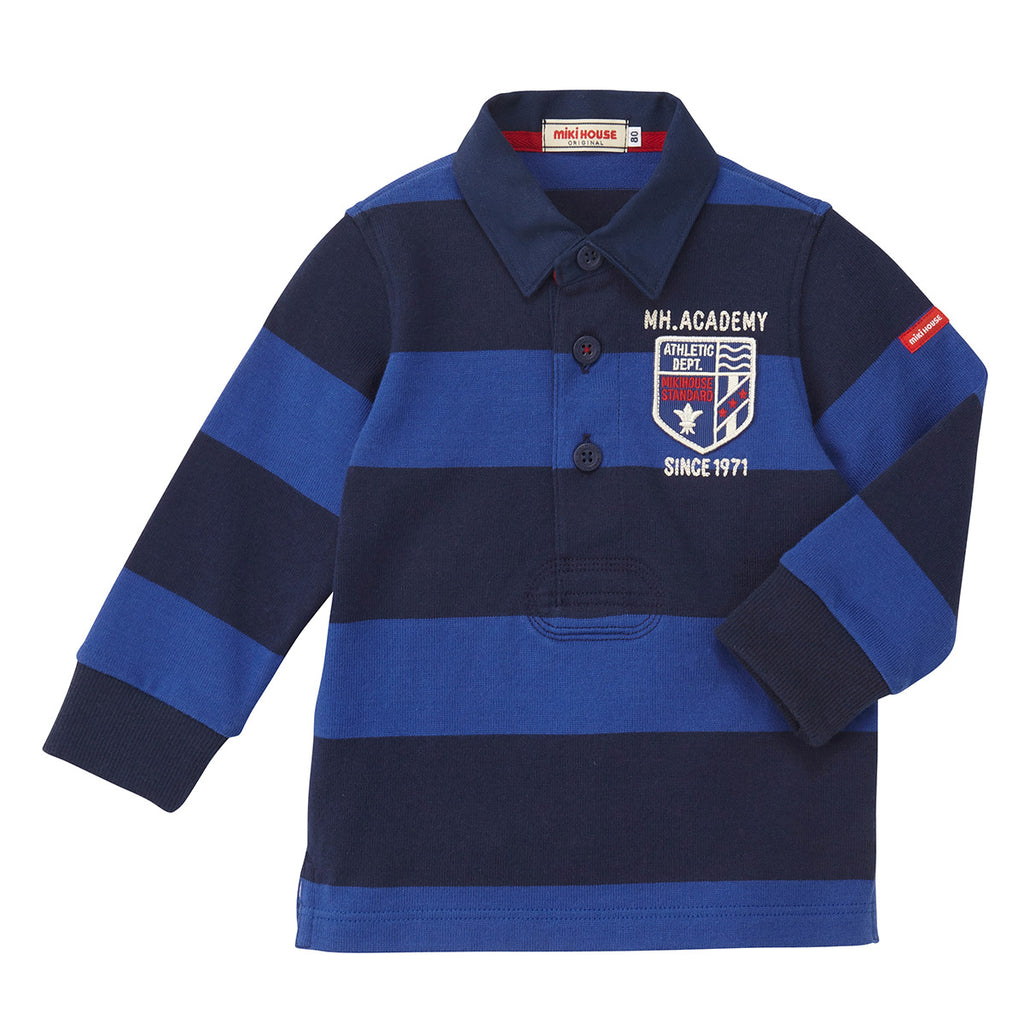 POLO RUGBY À RAYURES BLEUES & NOIRES