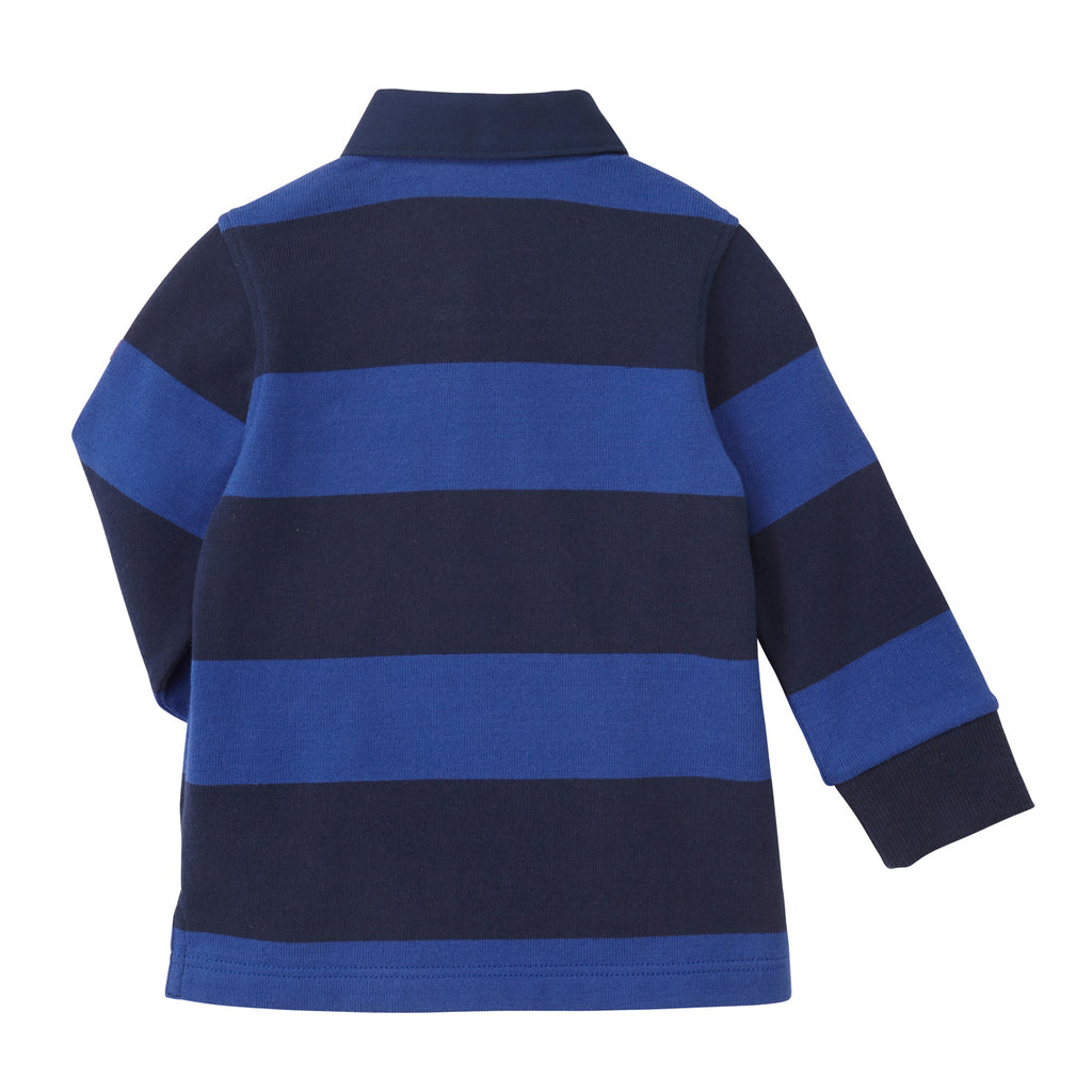 POLO RUGBY À RAYURES BLEUES & NOIRES