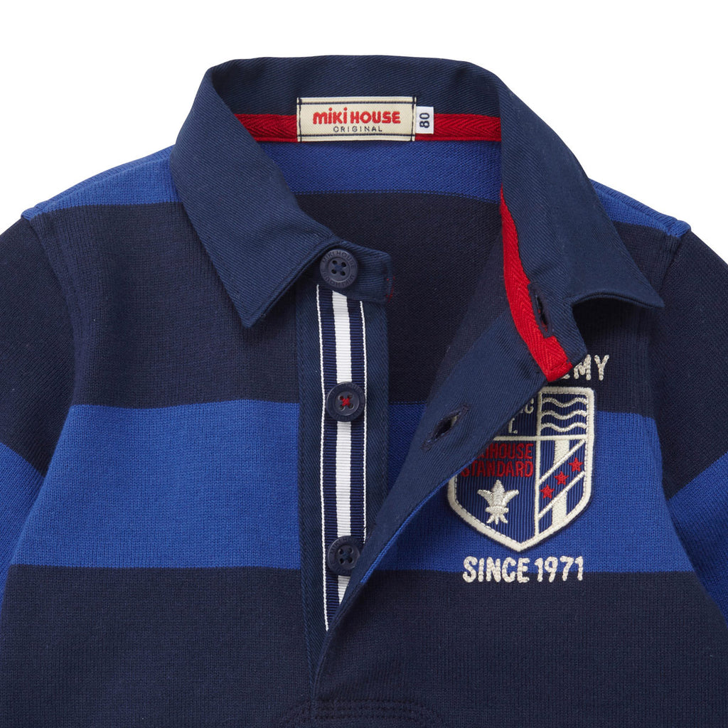 POLO RUGBY À RAYURES BLEUES & NOIRES