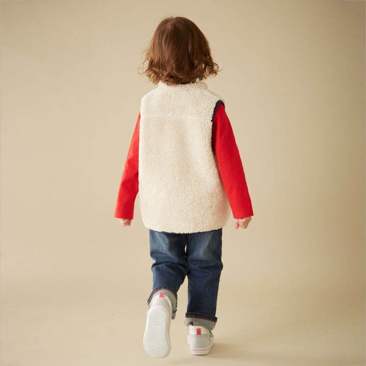 GILET EN LAINE POLAIRE BEIGE