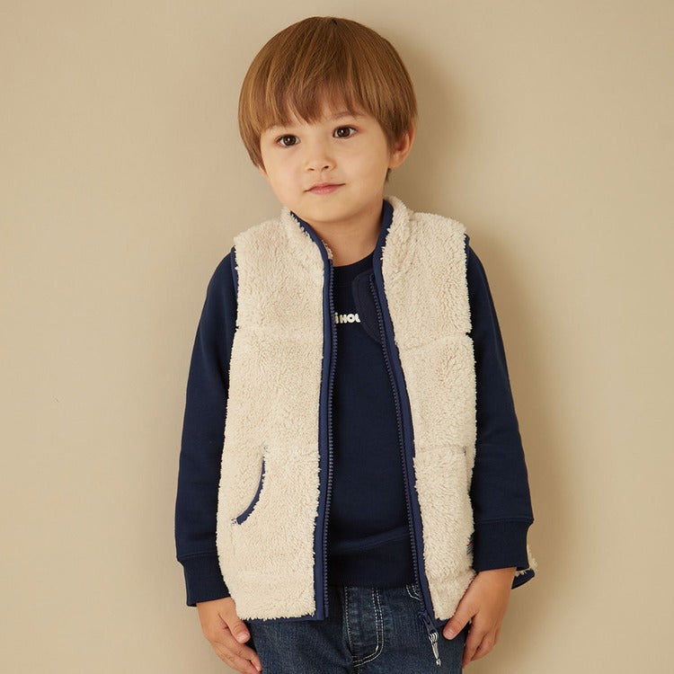 GILET EN LAINE POLAIRE BEIGE