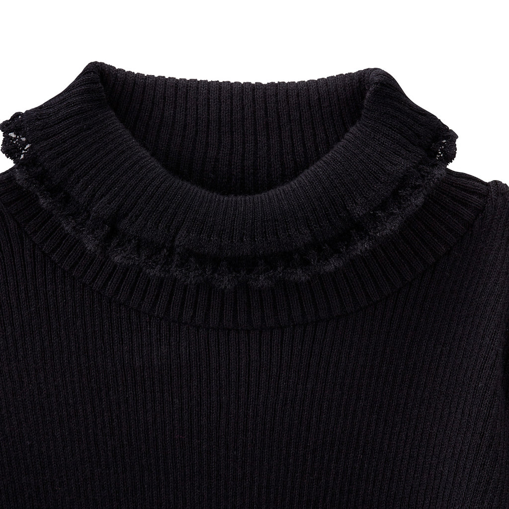 PULL BLACK COTTON ROLL NECK COLLAR