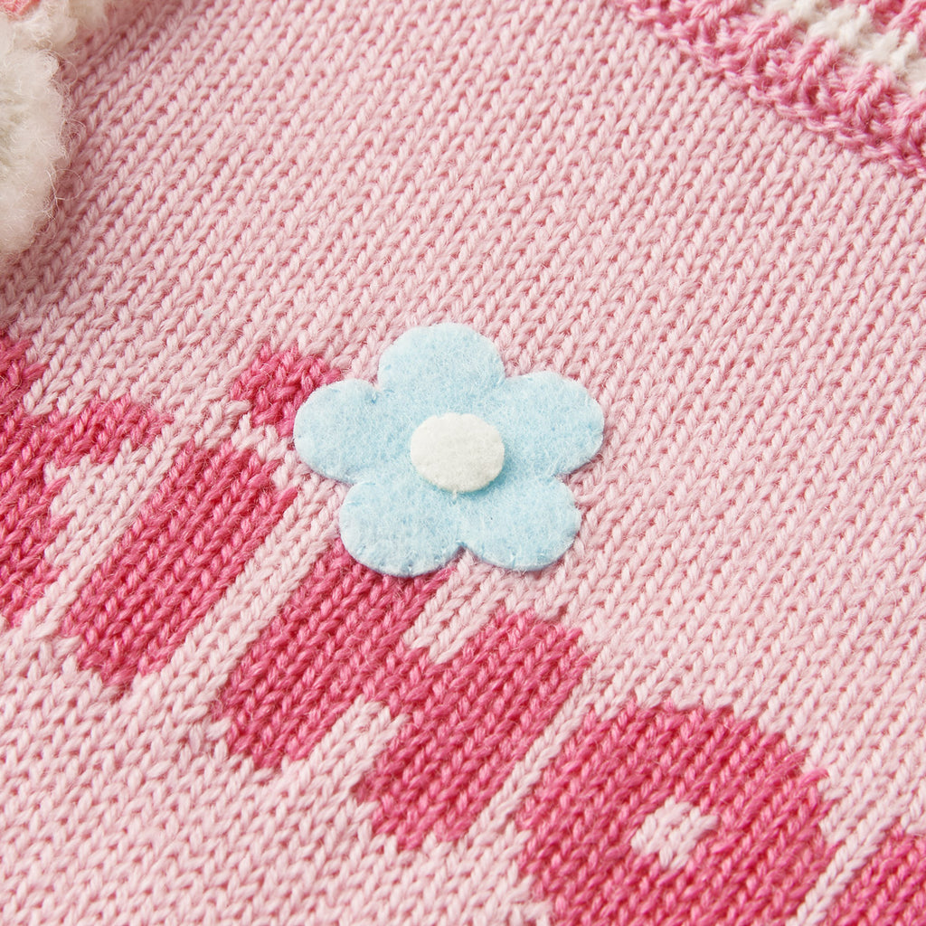 PINK WOOLEN SWEATER WITH 3D USAKO