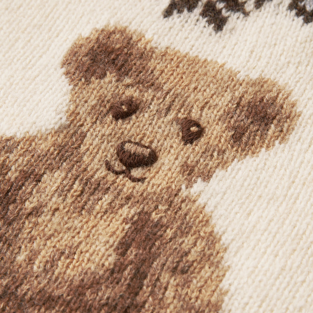 BEIGE WOOL SWEATER WITH A BEAR