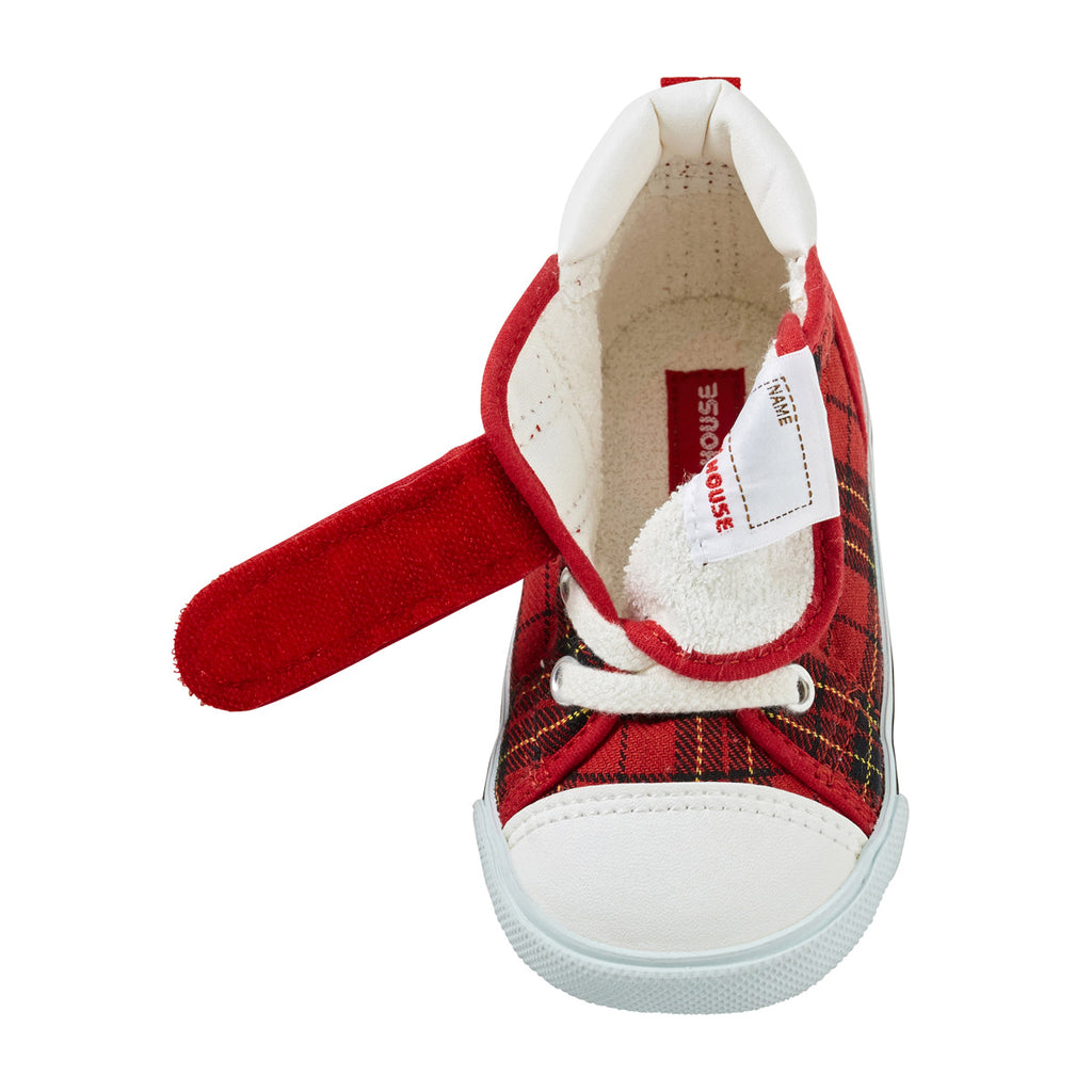 RED CHECK HIGH-TOP SHOES