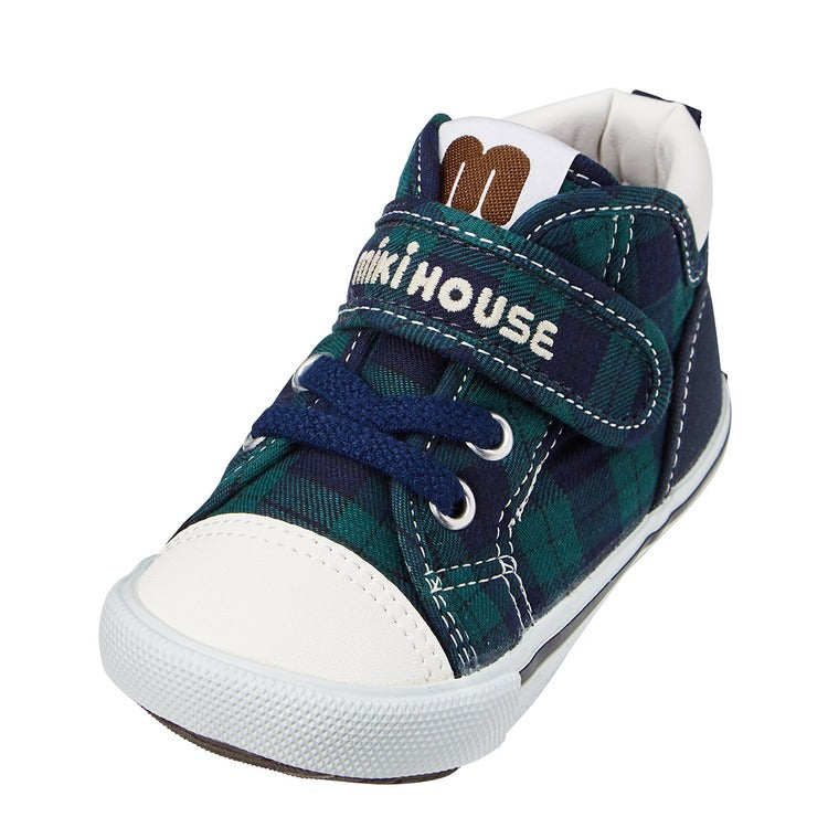 NAVY GREEN CHECK SHOES