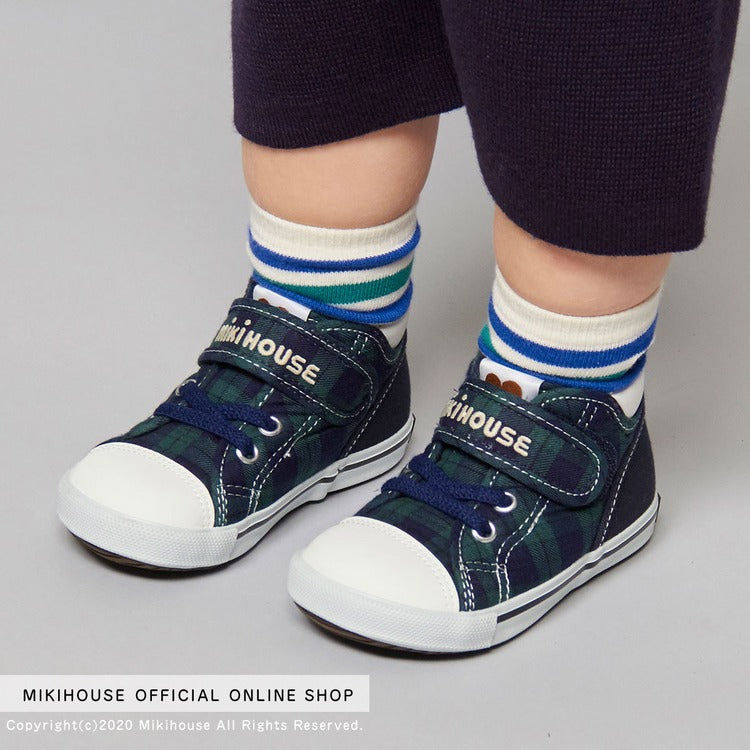 NAVY GREEN CHECK SHOES