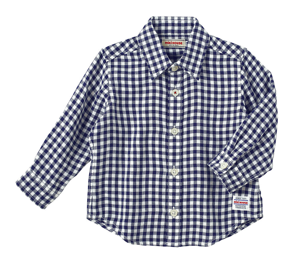 NAVY BLUE COTTON CHECK SHIRT