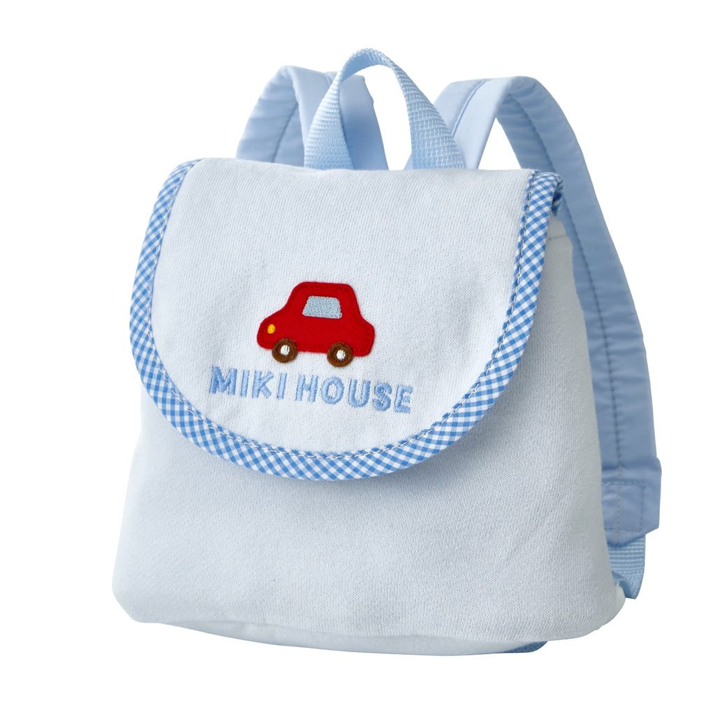 SAC À DOS BLEU AVEC UNE VOITURE MIKI HOUSE