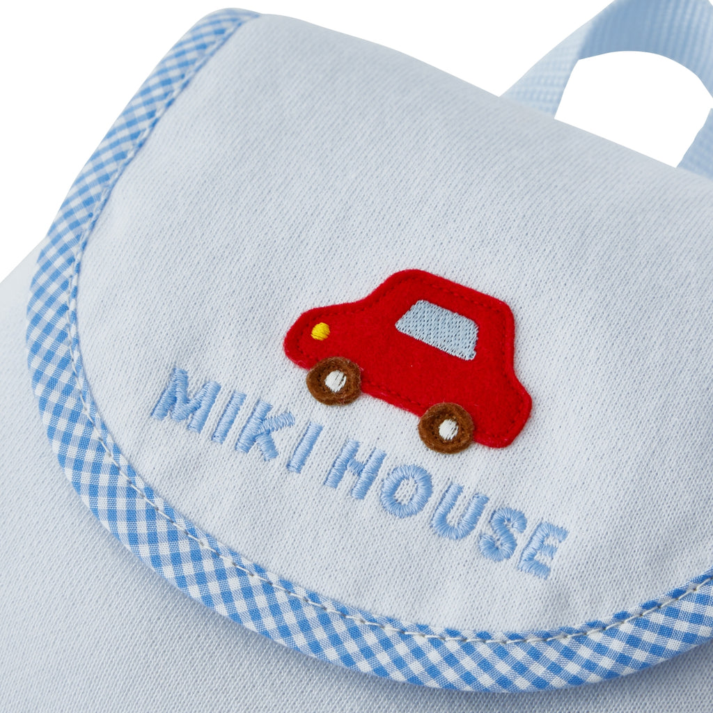 SAC À DOS BLEU AVEC UNE VOITURE MIKI HOUSE