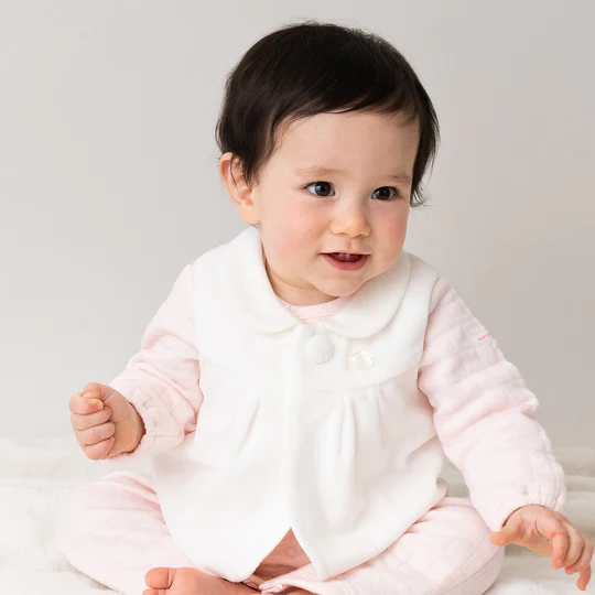 WHITE COTTON CARDIGAN WITH PETER PAN COLLAR