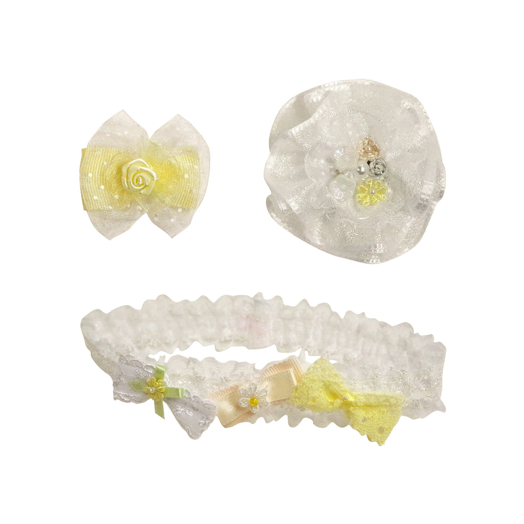 ENSEMBLE ACCESSOIRES CHEVEUX BÉBÉ JAUNE