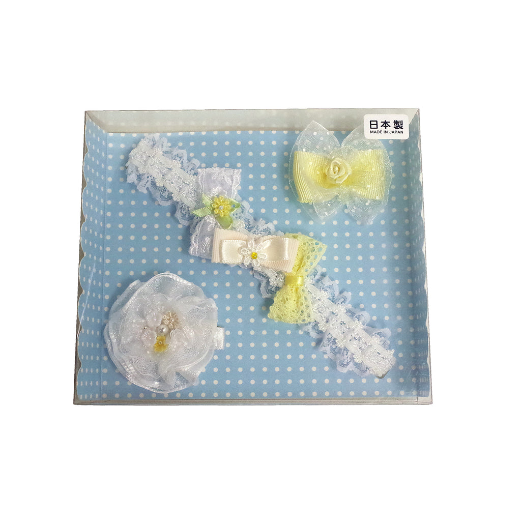 ENSEMBLE ACCESSOIRES CHEVEUX BÉBÉ JAUNE
