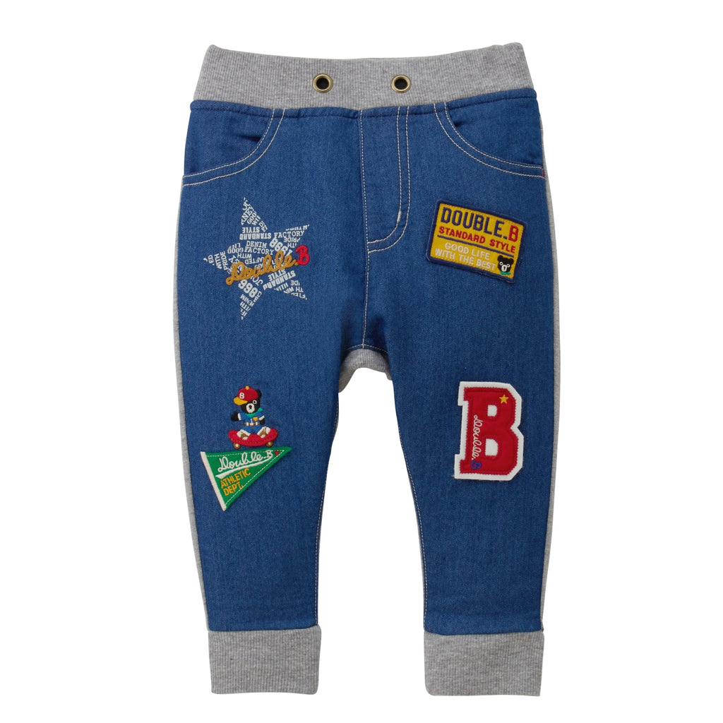 PANTALON BLEU AVEC DES PATCHS DOUBLE B