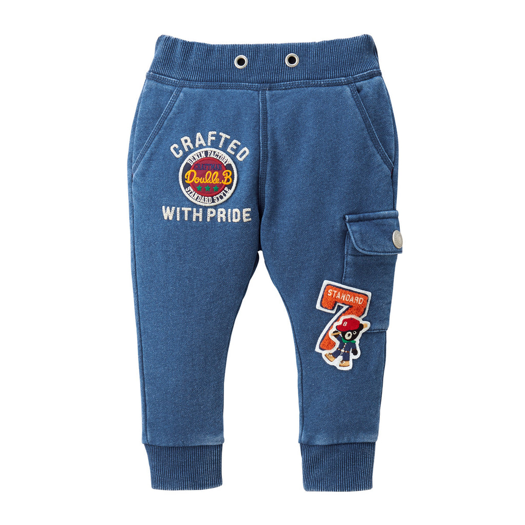 PANTALON BLEU BRODERIES DOUBLE B