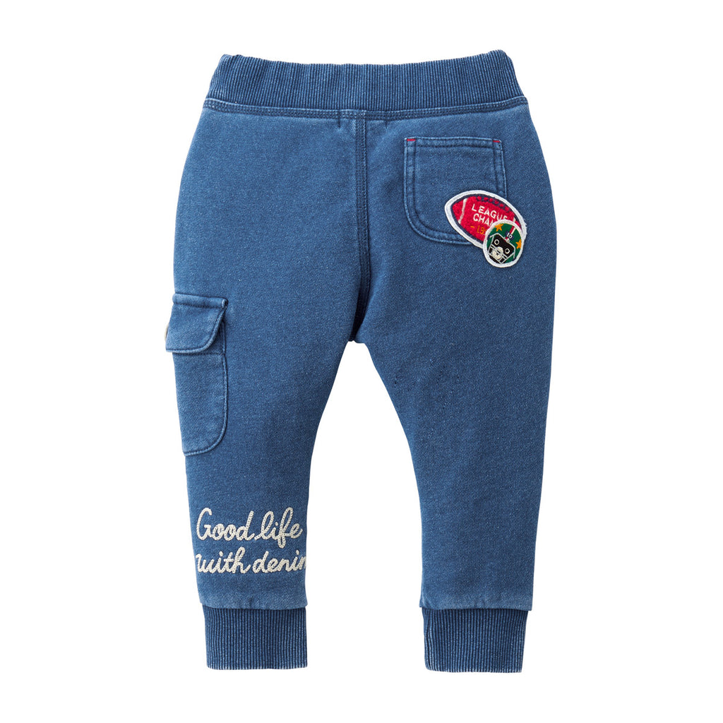 PANTALON BLEU BRODERIES DOUBLE B
