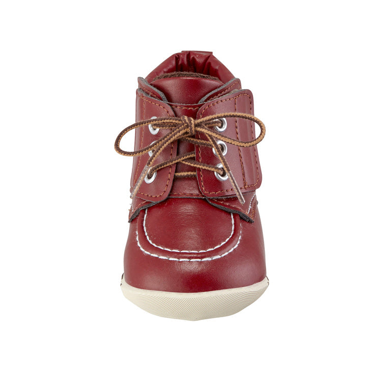BROWN LEATHER HIGH-TOP SHOES