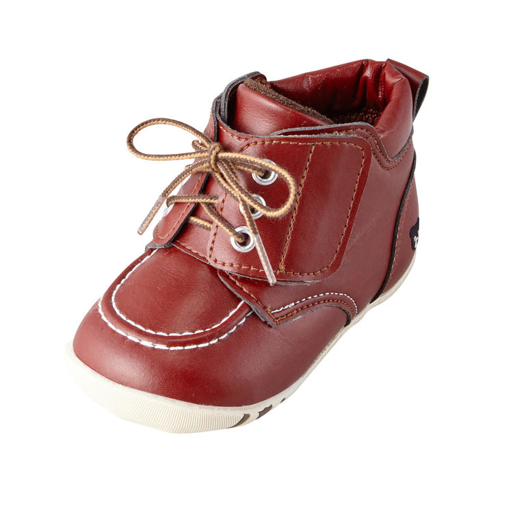 BROWN LEATHER HIGH-TOP SHOES